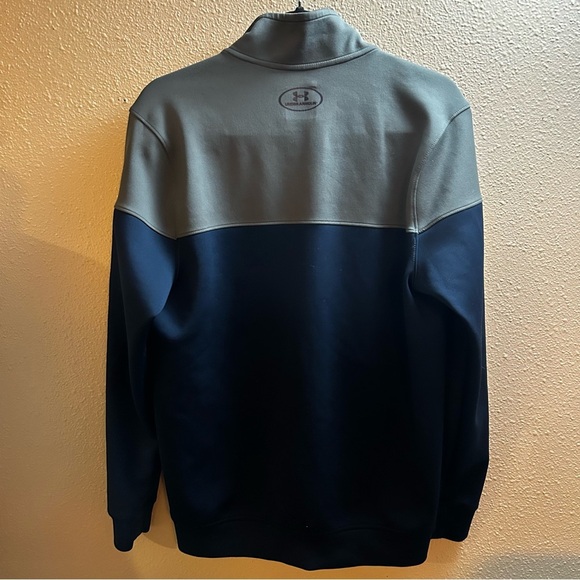 Under Armour Navy and Gray Zip-Up Sweater with Yellow Accents Size Small - Picture 3 of 3